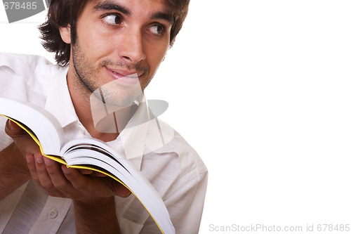 Image of man reading a book