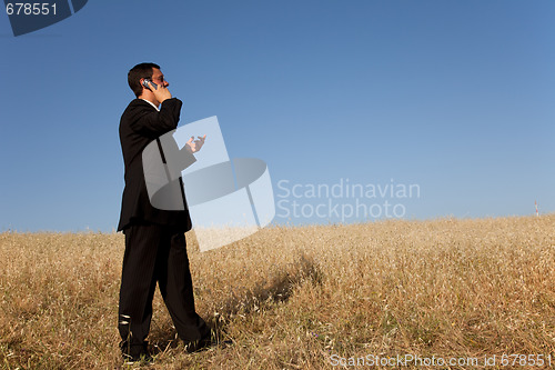 Image of Businessman talking on the cellphone