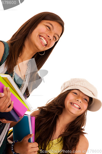 Image of two young student sisters