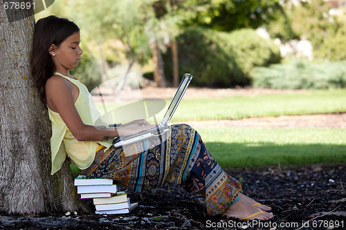 Image of Modern student little girl