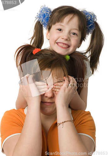 Image of Smiling daughter with mom