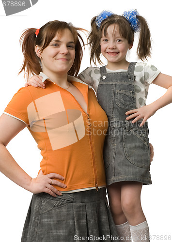 Image of Mother and daughter with pony-tails