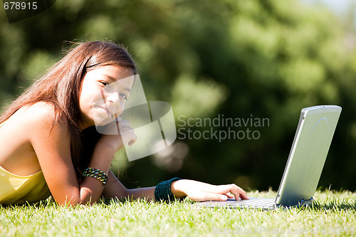 Image of Modern student little girl