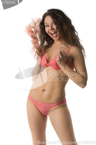 Image of sensual girl in a pink swimming suit