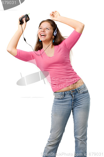 Image of Happy dancing woman