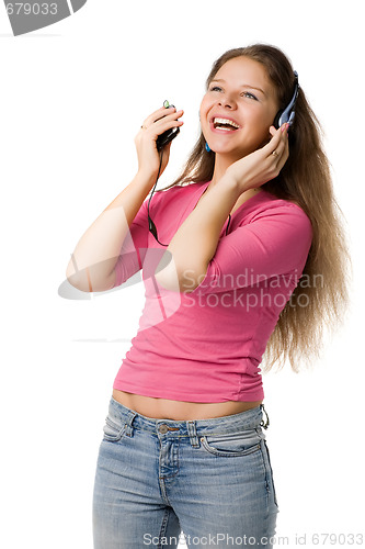 Image of Laughing girl with walkman
