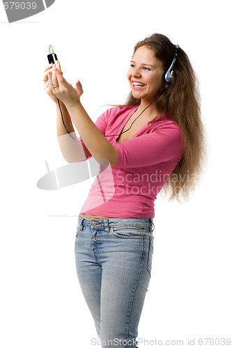 Image of Laughing girl with walkman