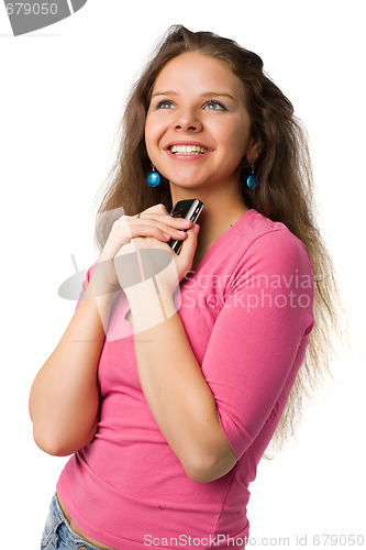 Image of beautiful girl with mobile phone