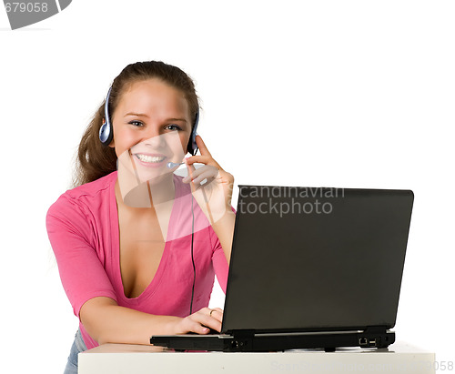 Image of beautiful girl with laptop