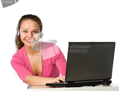 Image of beautiful girl with laptop