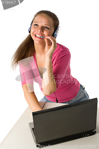 Image of  beautiful girl with laptop