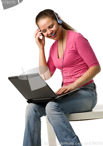 Image of girl with laptop and headphone