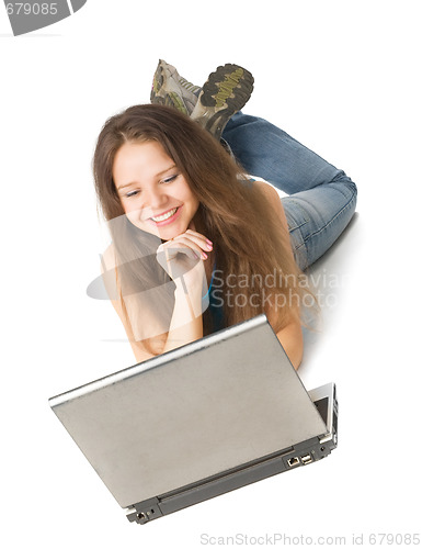 Image of beautiful girl with laptop