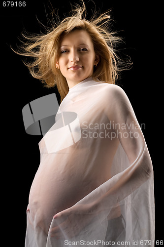 Image of bared pregnant woman