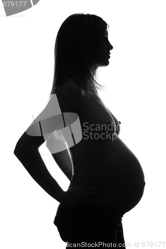 Image of bared pregnant woman