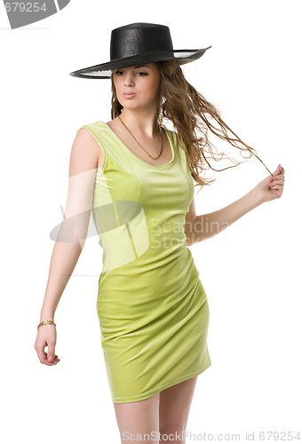 Image of beautiful girl  in a hat
