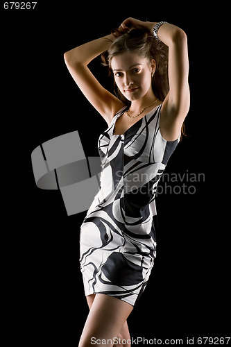 Image of Beautiful girl on a black background