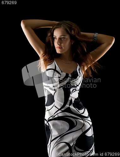 Image of Beautiful girl on a black background