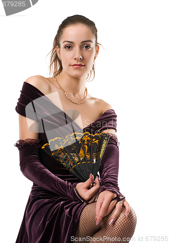 Image of young woman with fan