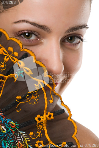 Image of Portrait of girl with a fan