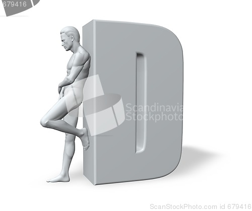Image of man leans on D