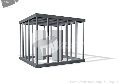 Image of big H in a cage