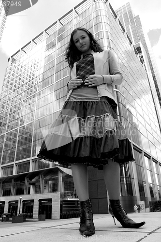 Image of Girl and skyscraper