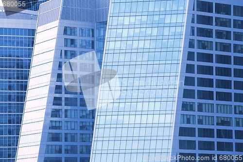 Image of fragment of the blue skyscrapers