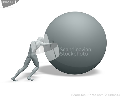 Image of man rolls ball