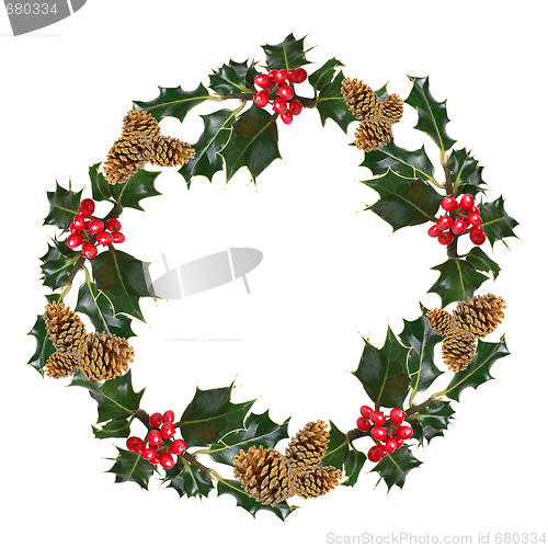 Image of Holly and Pine Cone Wreath 