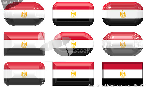 Image of nine glass buttons of the Flag of Egypt