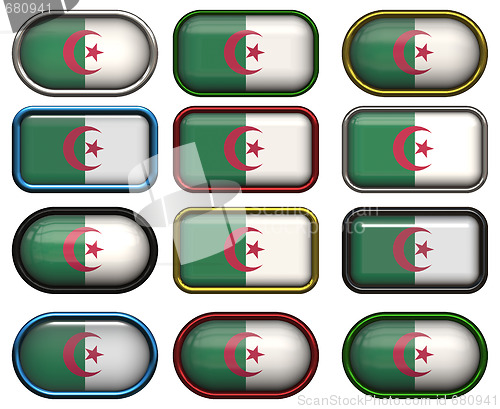 Image of twelve buttons of the Flag of algeria