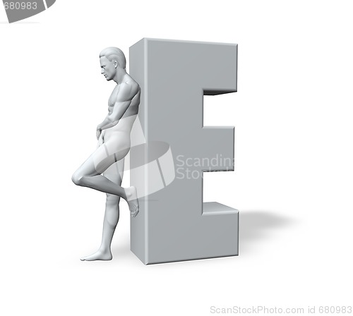 Image of man leans on E