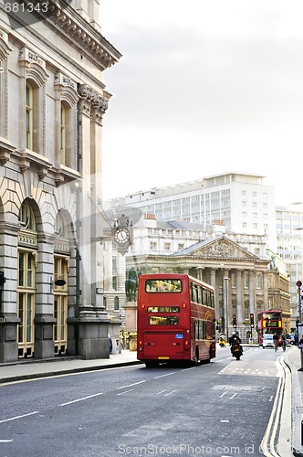 Image of London street with view of Royal Exchange building