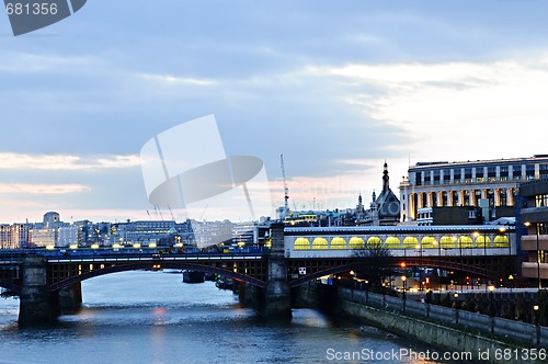 Image of View on Thames river at nighttime, London