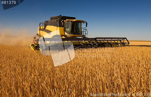 Image of Yellow combine harvester