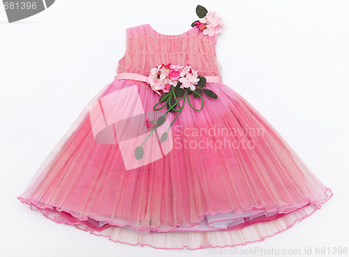 Image of Baby pink dress with a bouquet on the belt