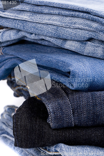 Image of stack of blue jeans