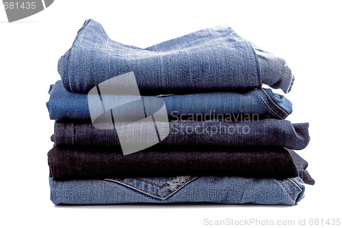 Image of stack of blue jeans