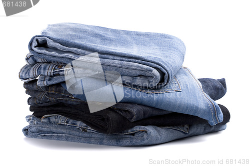 Image of stack of blue jeans