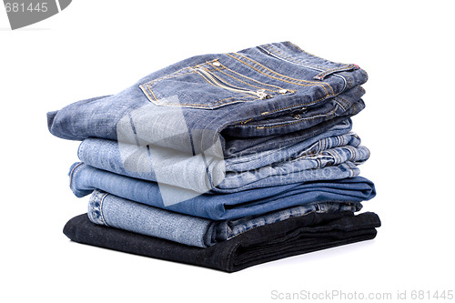 Image of stack of blue jeans