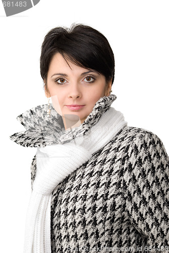 Image of Brunette with a white scarf