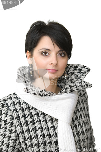 Image of Brunette with a white scarf
