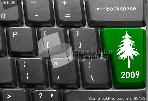 Image of keyboard with Christmas tree key