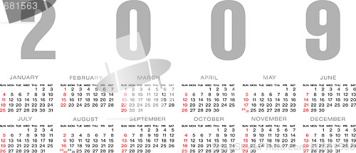 Image of Calendar grid  2009