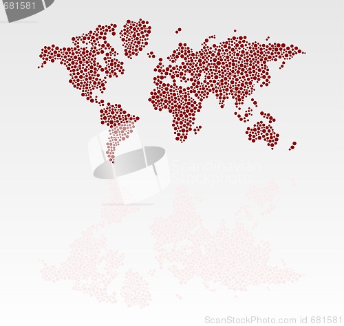 Image of Stylized dotted world map with reflection