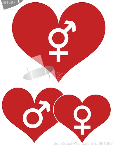 Image of vector red hearts