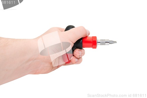 Image of Hand with  red screwdriver