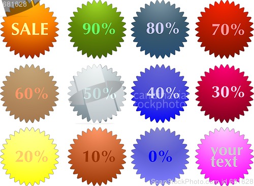 Image of Color sale tag stickers with discount 