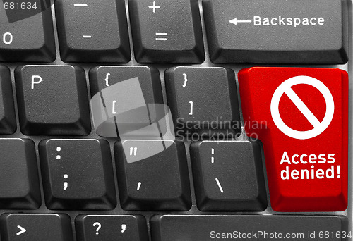 Image of keyboard, with red key of "Access denied"